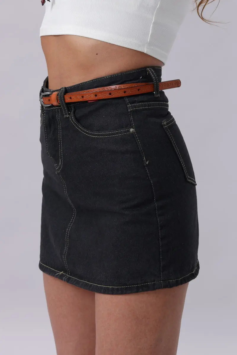 Floral Embossed Skinny Leather Belt 🌹 Boho Clothing and Accessories