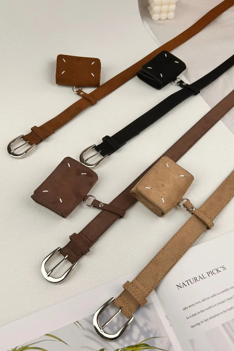 Vintage Belt with Attached Mini Wallet โ Functional & Retro Style ๐ผ Leto Collection