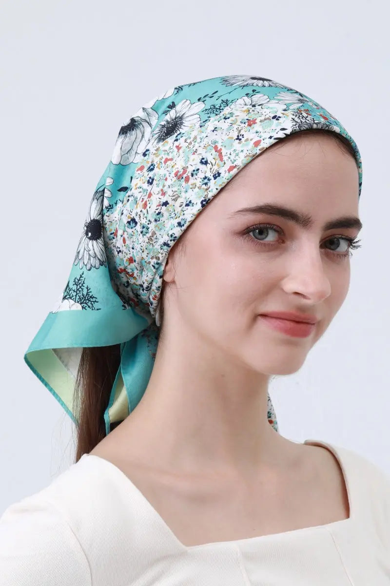 Dual-Tone Gingham Floral Bandana β Reversible Silky Square Scarf πΈπ Leto Collection