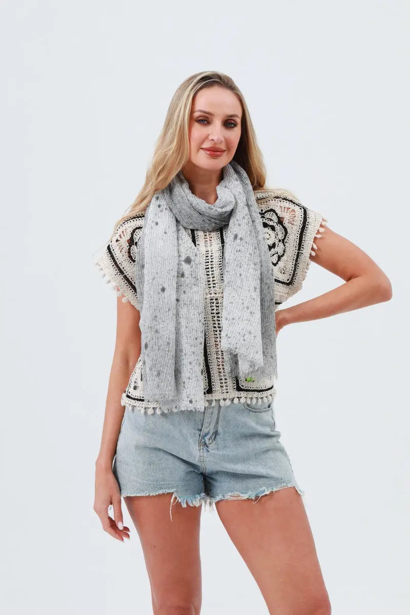 Tie-Dye Ribbed Oblong Scarf β Fringed & Artistic Wrap π¨π§£ Leto Collection