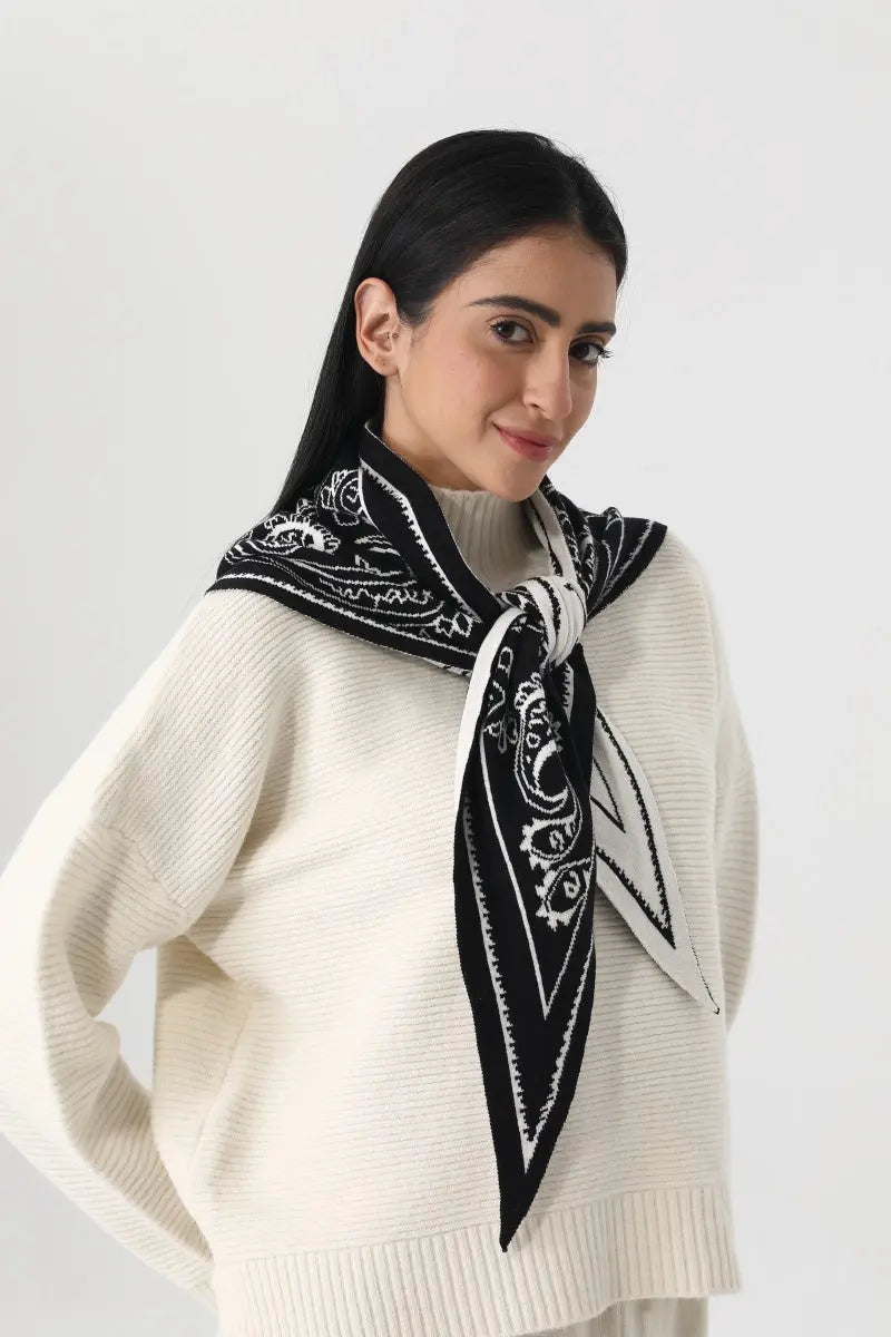 Paisley Knit Triangle Scarf Multi Wear Head Wrap ๐งถ๐ Leto Collection