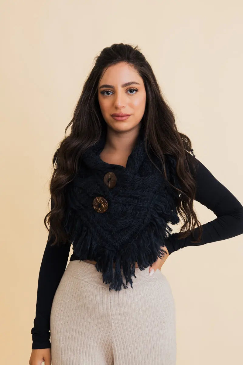 Heathered Shoulder Warmer With Coco Buttons Leto Collection
