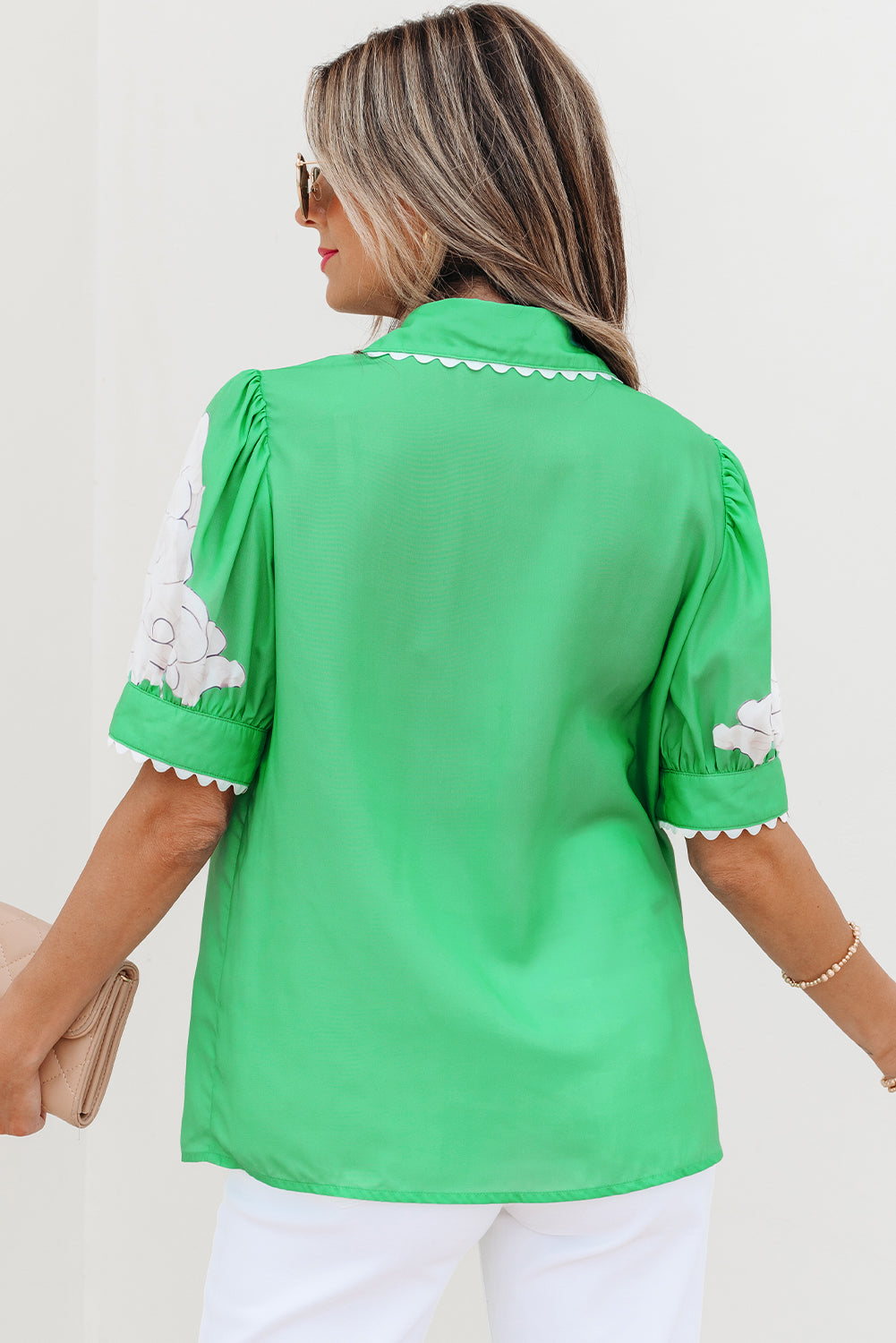 Celina Floral Ric Rac Edge Sleeve Blouse-1