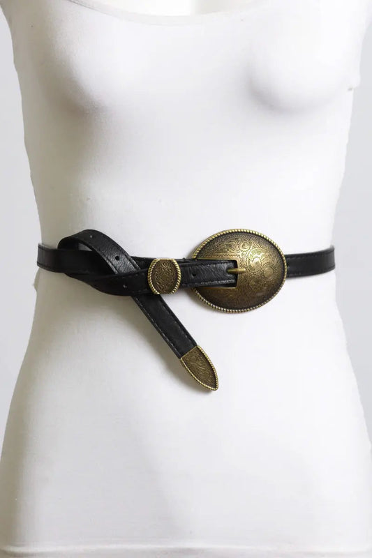 Oval Embossed Vintage Buckle Belt Leto Collection