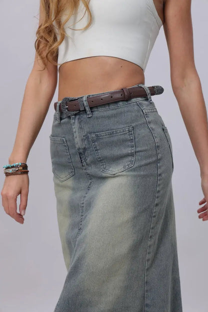 Antique Floral Engraved Western Skinny Belt 🦬 Boho Clothing and Accessories