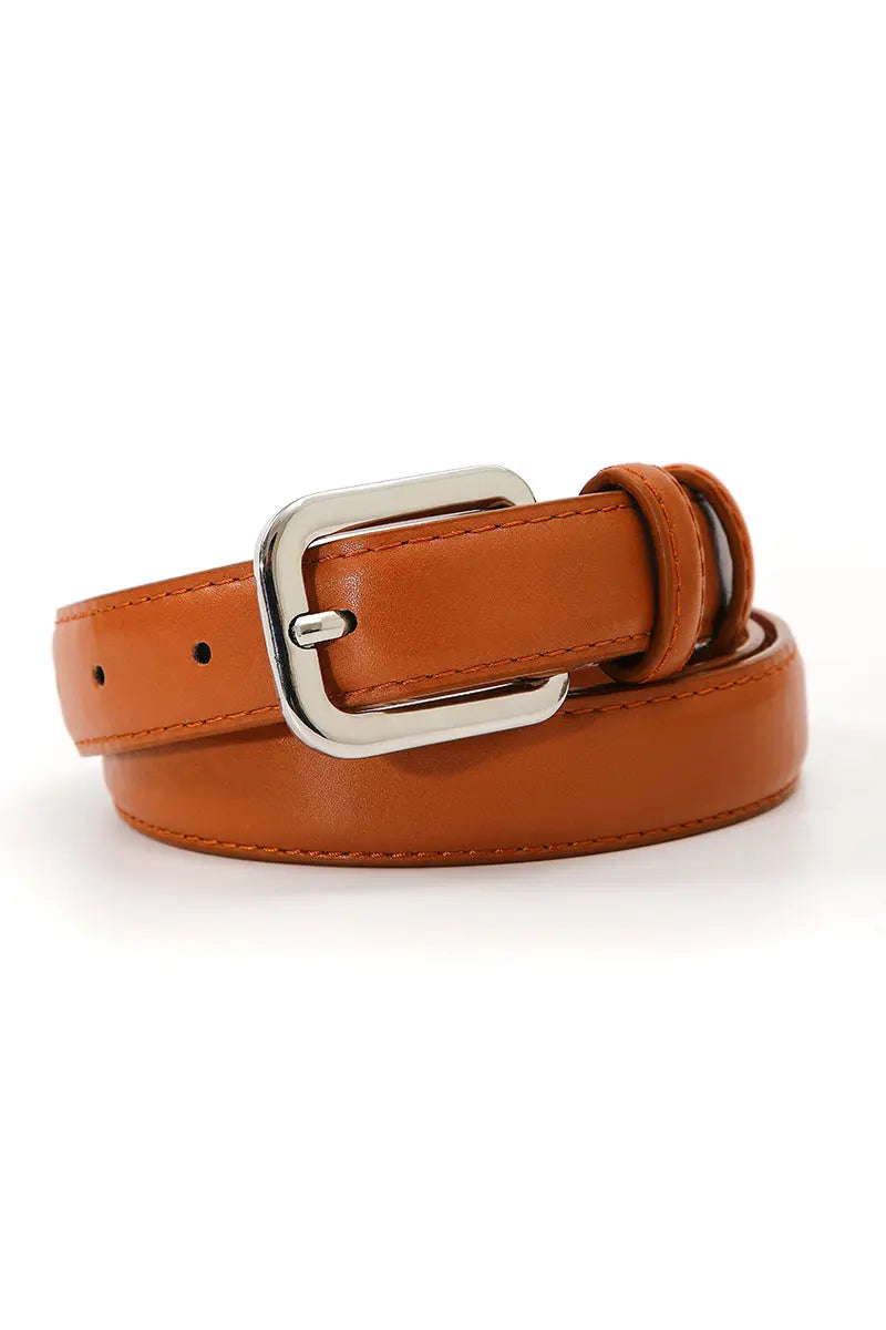 Sleek Classic Silver Buckle Belt - Timeless Function Boho Clothing and Accessories