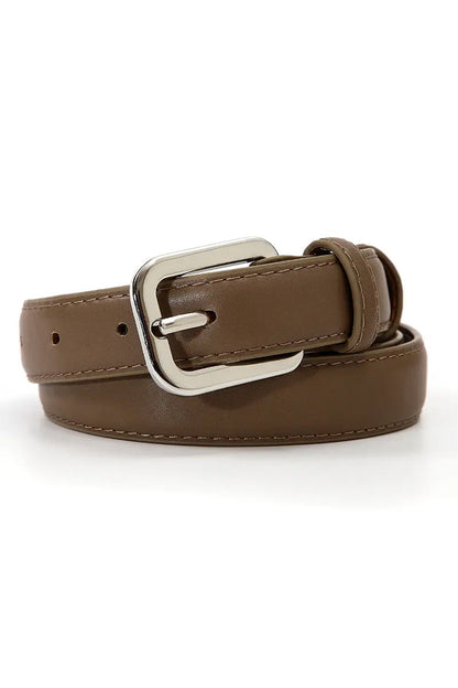 Sleek Classic Silver Buckle Belt - Timeless Function Boho Clothing and Accessories