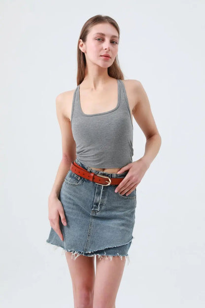 Sleek U-Shape Metal Buckle Minimalist Belt Leto Collection