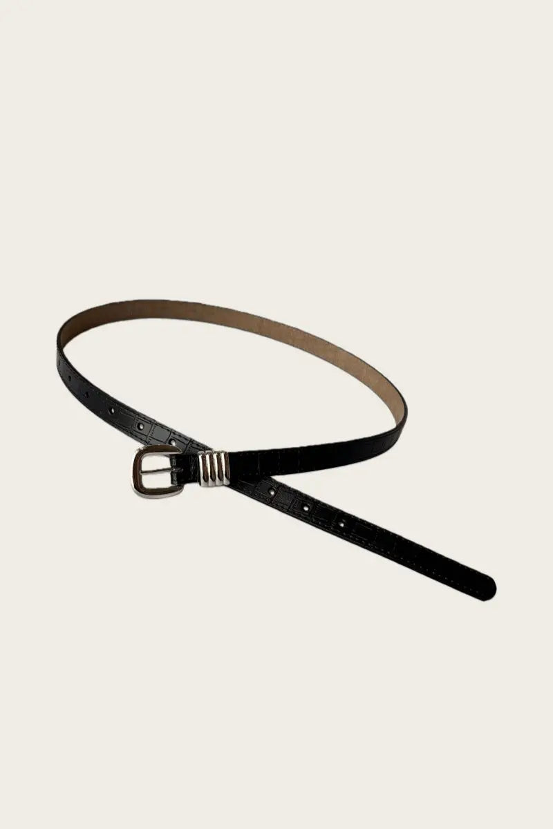 Wild Elegance: Faux Alligator Skin Patterned Leather Belt Leto Collection