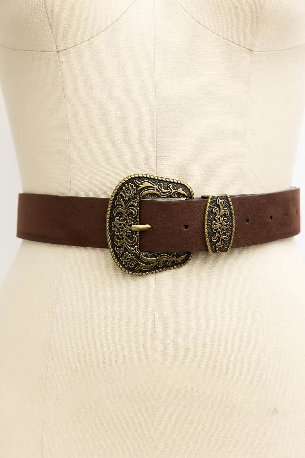 Suede Antique Western Buckle Belt Leto Collection