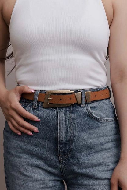 Minimalist Vegan Leather Belt – Sleek & Adjustable Buckle Strap Boho Clothing and Accessories