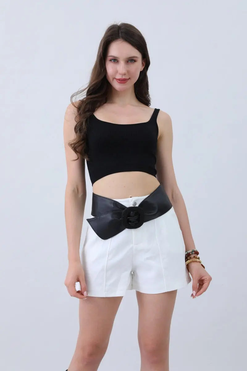Sleek Faux Leather Belt – Minimalist Trackline Design⚡ Leto Collection