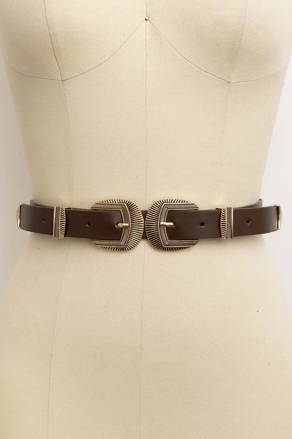 Double Buckle Western Belt – Edgy Faux Leather Statement Leto Collection