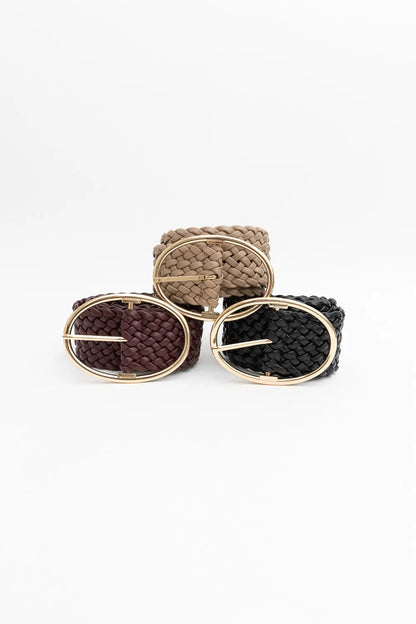 Wide Braided Belt – Gold Oval Buckle Statement Piece Leto Collection