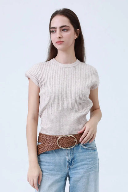 Wide Braided Belt – Gold Oval Buckle Statement Piece Leto Collection