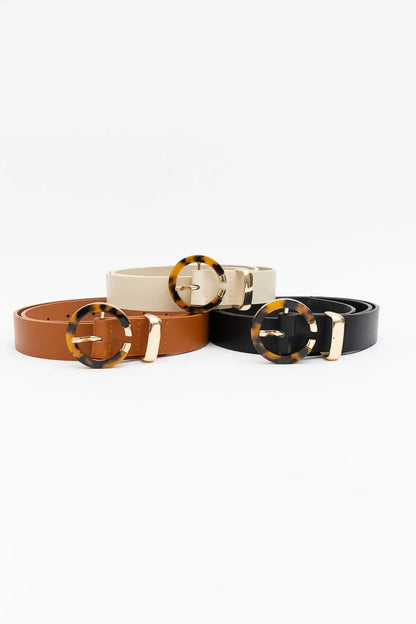 Tortoiseshell O-Ring Belt – Retro-Chic Adjustable Strap Leto Collection