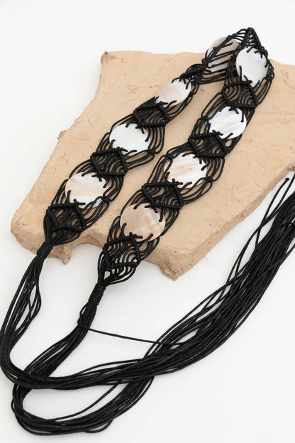 Bohemian Macramé Belt – Handwoven with Seashell Accents Leto Collection