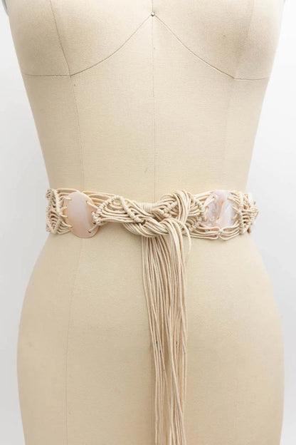 Bohemian Macramé Belt – Handwoven with Seashell Accents Leto Collection
