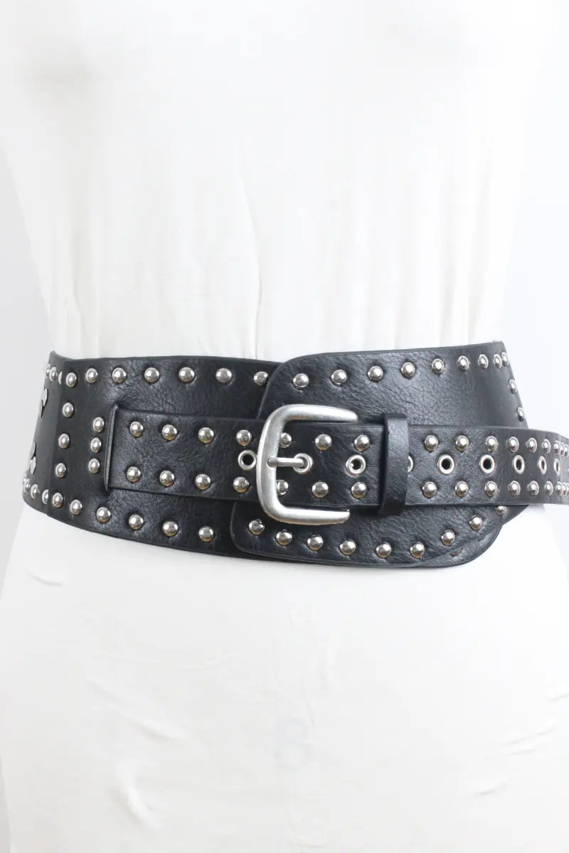Studded Western Wide Belt – Bold Cowboy Waistband 🤠⛓️ Leto Collection
