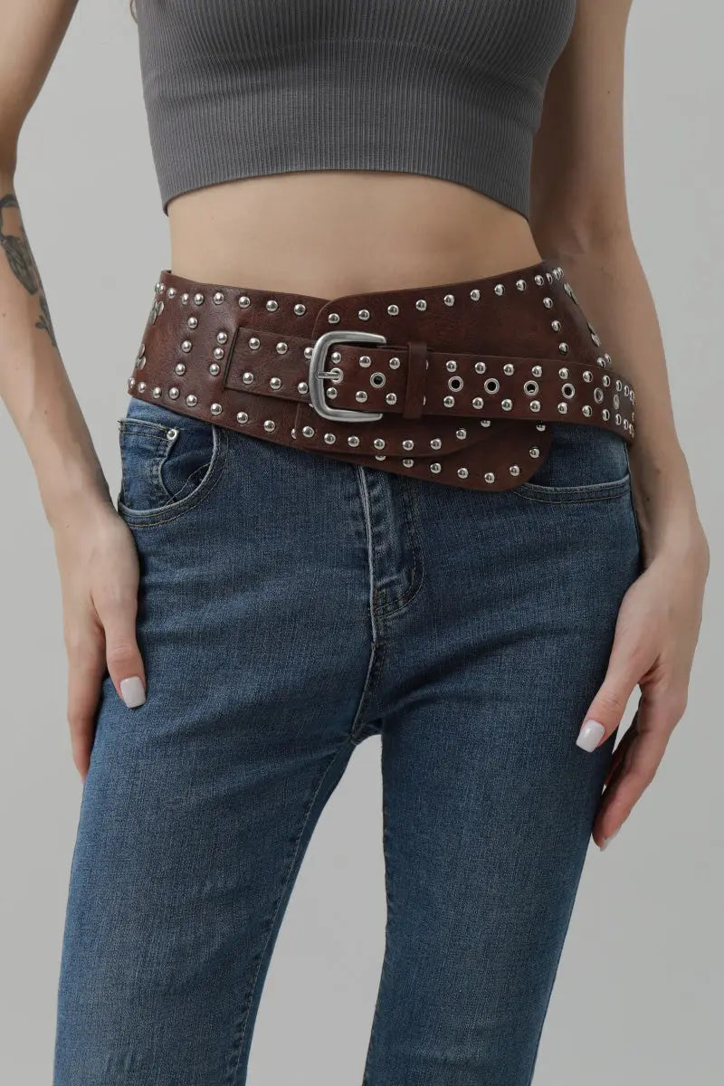 Studded Western Wide Belt – Bold Cowboy Waistband 🤠⛓️ Leto Collection