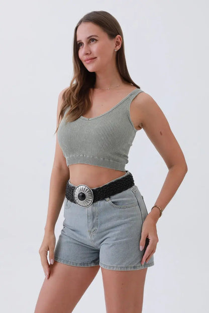 Stone-Embedded Round Buckle Bohemian Wide Belt – Vintage Elegance🌿💎 Leto Collection