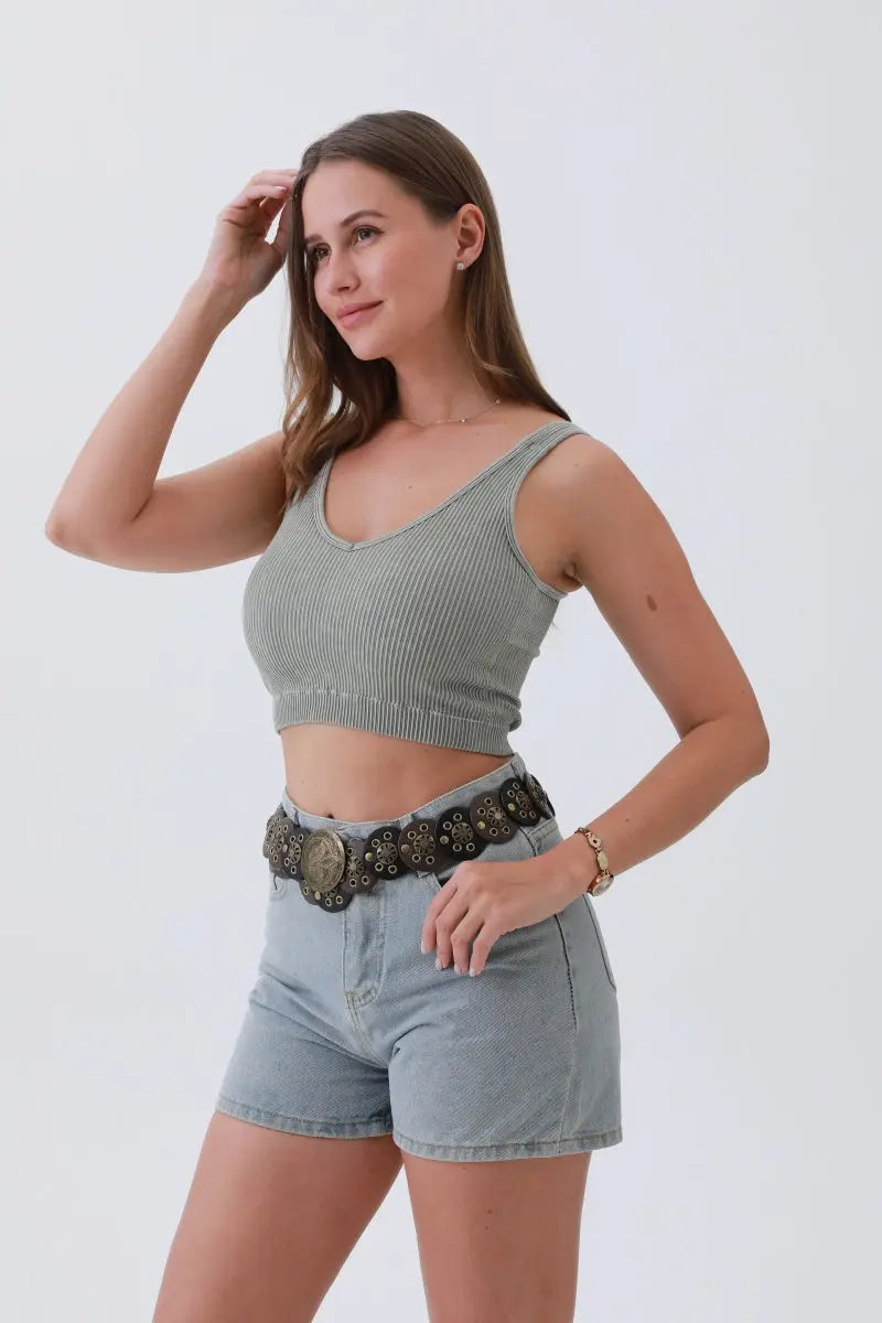 Rustic Dual-Tone Western Belt – Distressed Disc Buckle🤠✨ Leto Collection