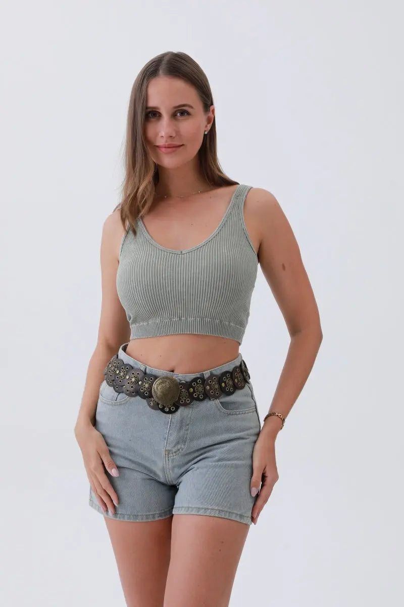 Rustic Dual-Tone Western Belt – Distressed Disc Buckle🤠✨ Leto Collection