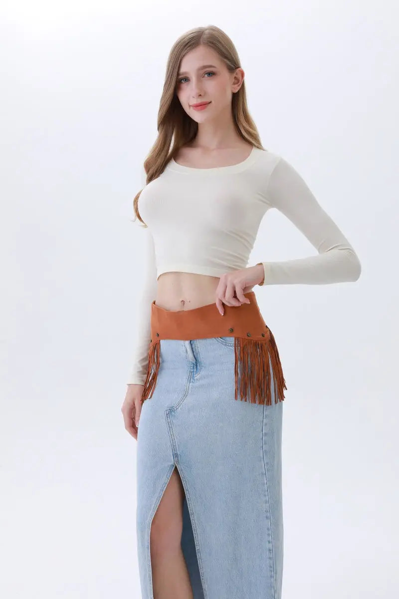 Boho Punk Corset Belt – Fringe & Studded Statement✨ Leto Collection