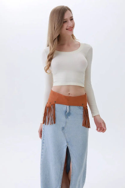 Boho Punk Corset Belt – Fringe & Studded Statement✨ Leto Collection