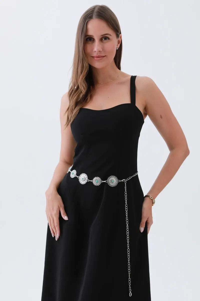 Boho Turquoise Belt – Antique Bronze Buckle with Gemstone Accents✨ Leto Collection