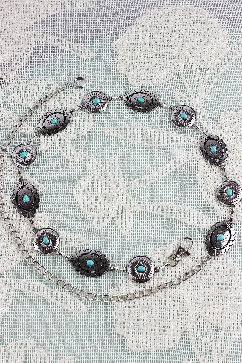 Bohemian Turquoise Waist Chain – Geometric Link Belt💎 Leto Collection