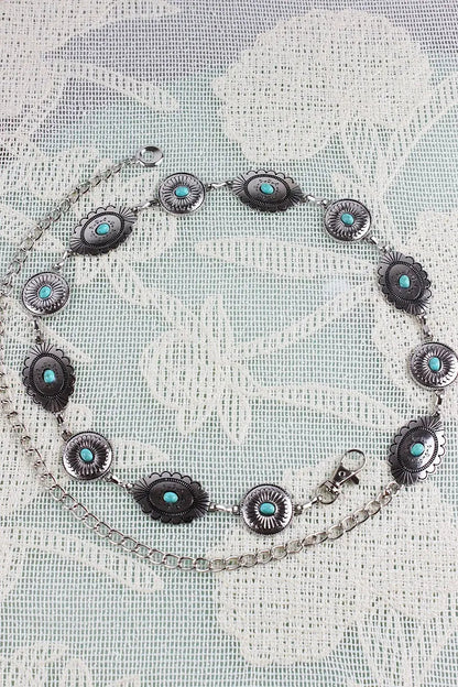 Bohemian Turquoise Waist Chain – Geometric Link Belt💎 Leto Collection