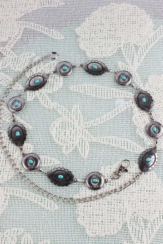 Bohemian Turquoise Waist Chain – Geometric Link Belt💎 Leto Collection