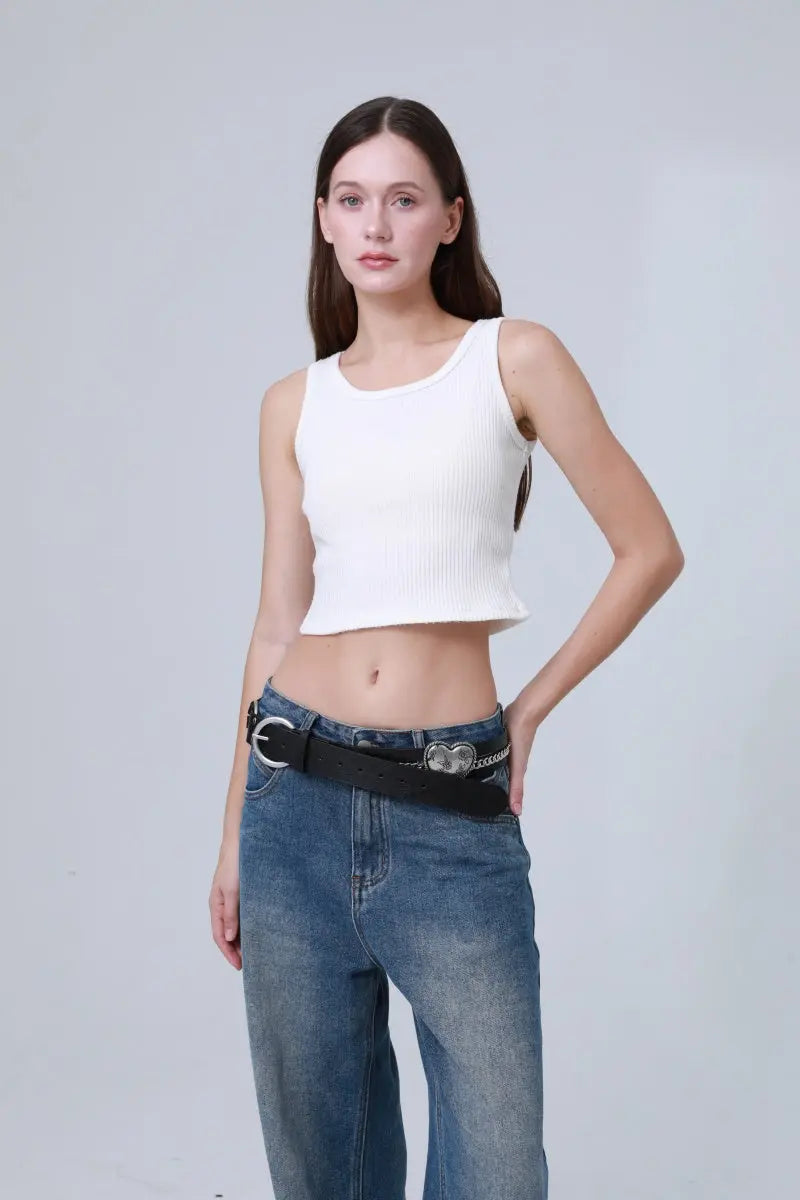 Vintage Western Belt – Faux Leather with Heart & Chain Accent 🤠💖 Leto Collection