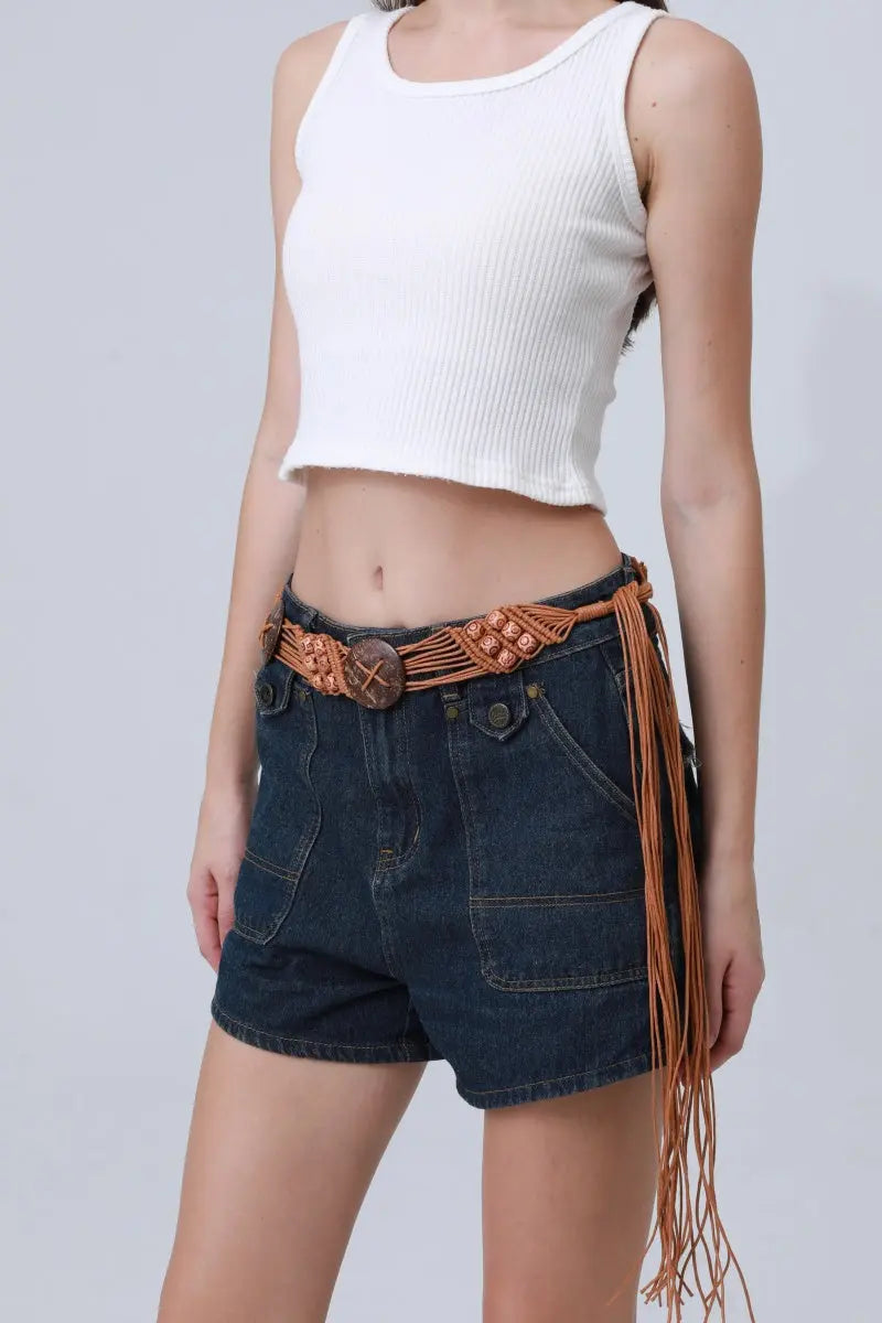 Boho Macrame Waist Chain – Coconut Shell & Fringe Belt 🌿🥥 Leto Collection