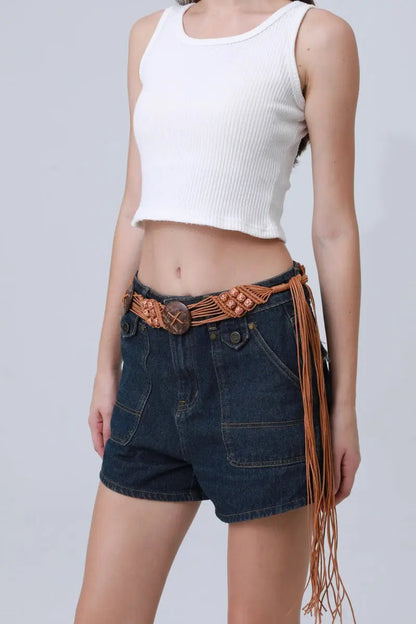 Boho Macrame Waist Chain – Coconut Shell & Fringe Belt 🌿🥥 Leto Collection