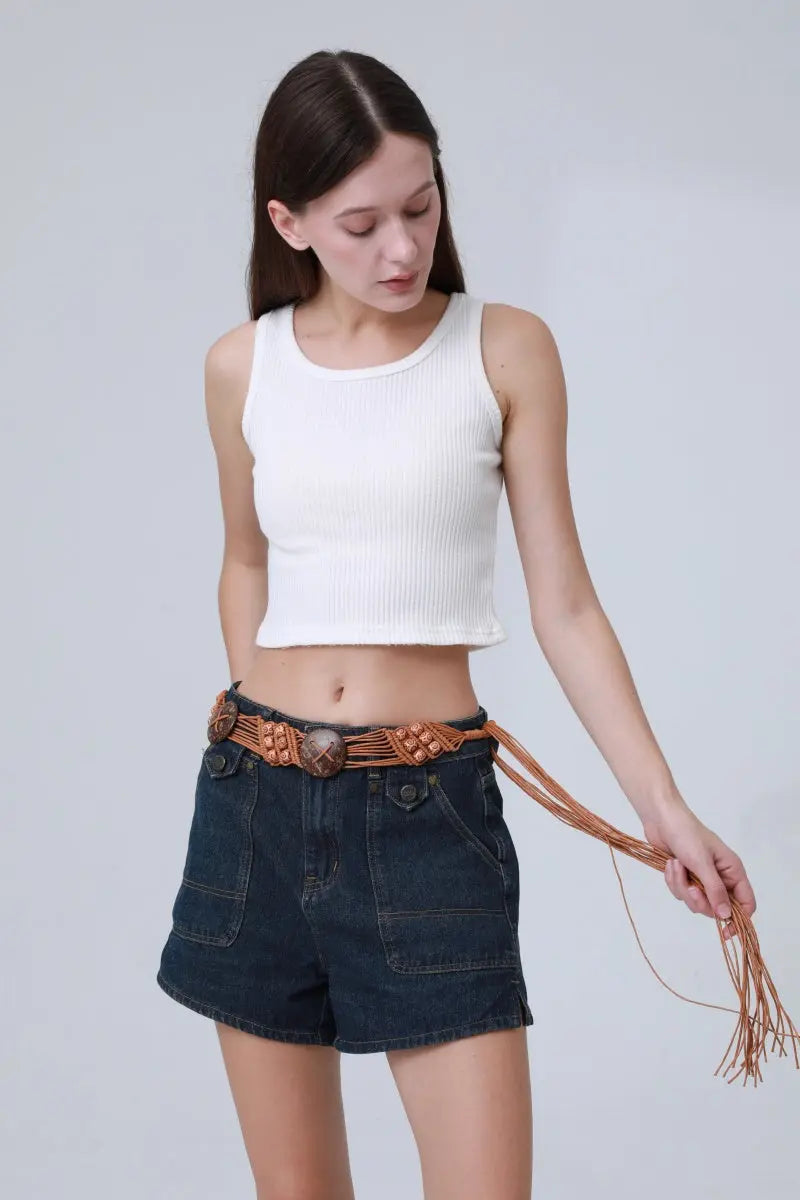 Boho Macrame Waist Chain – Coconut Shell & Fringe Belt 🌿🥥 Leto Collection
