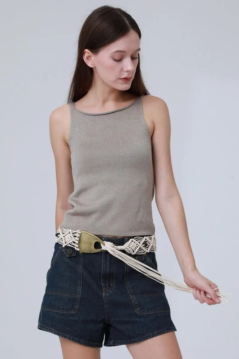 Braided Rope Belt – Antique Bronze Buckle & Boho Fringe 🌾⛓️ Leto Collection