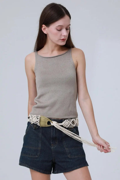 Braided Rope Belt – Antique Bronze Buckle & Boho Fringe 🌾⛓️ Leto Collection