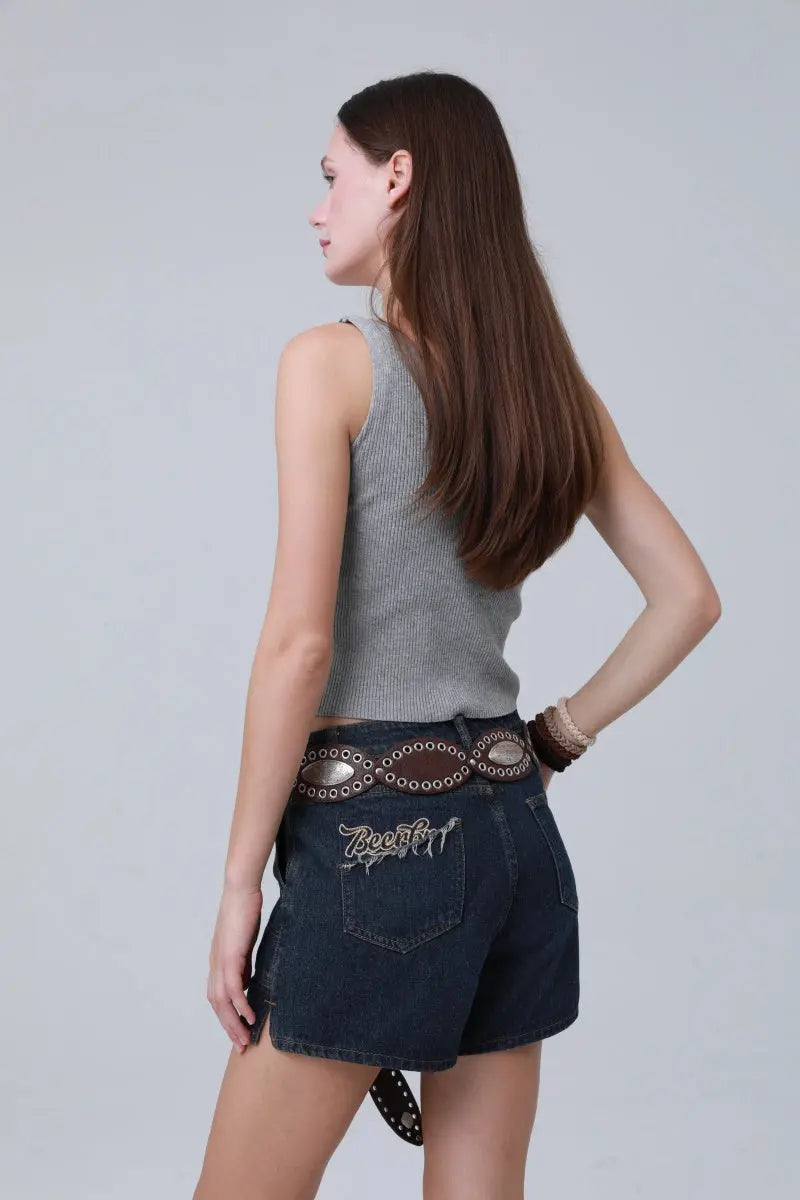 Boho Western Belt – Vintage Turquoise Inlaid Buckle💎 Leto Collection