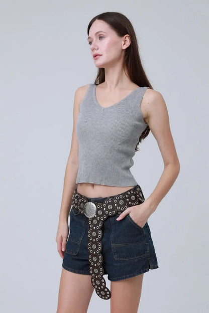 Boho Western Belt – Vintage Round Patch & Studded Detail 🌵✨ Leto Collection
