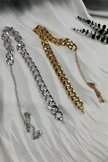 Chic Plated Waist Chain - Secure Hook Closure 🔗 Leto Collection