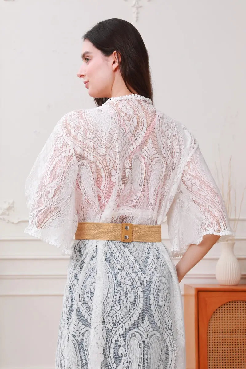 Bohemian Elastic Belt with Daisy Flower Accents Leto Collection
