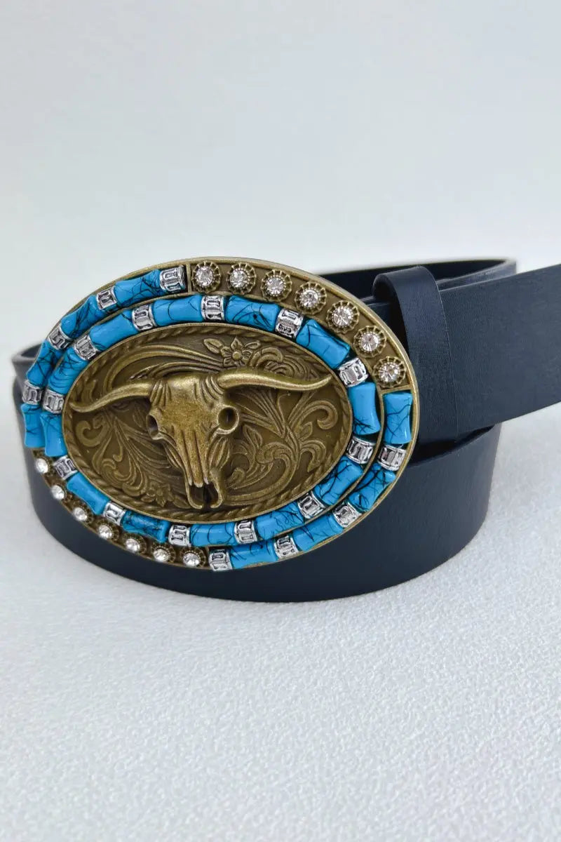Desert Dreamer: Vintage Bohemian Turquoise Inlaid Cowboy Belt - leto-collection