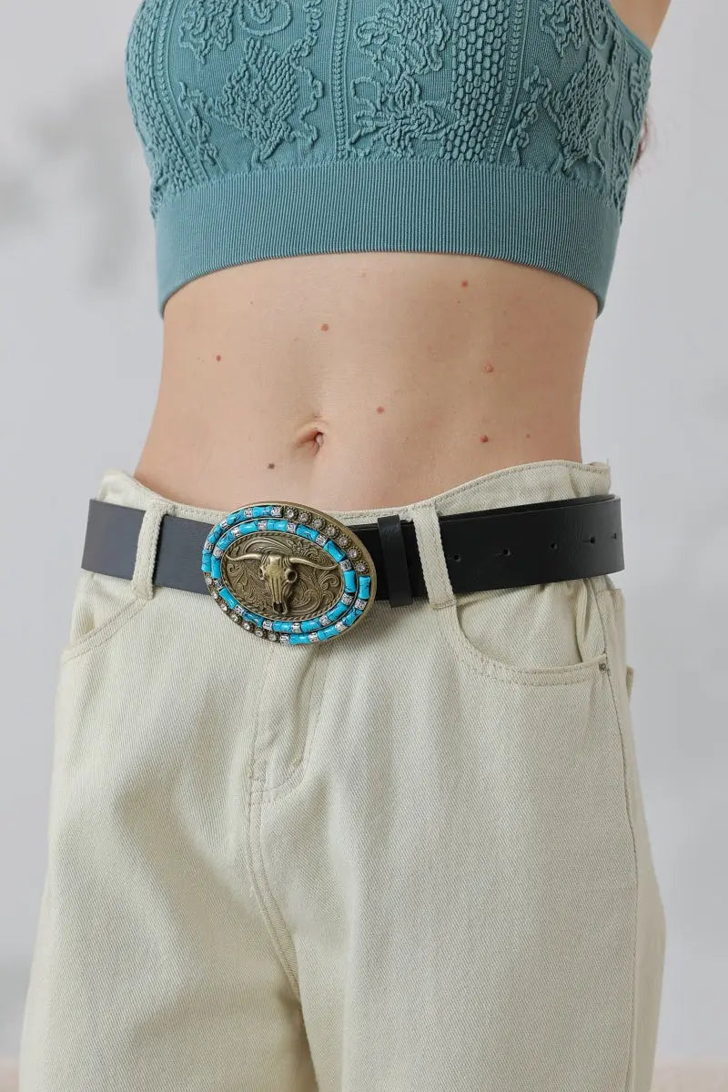 Desert Dreamer: Vintage Bohemian Turquoise Inlaid Cowboy Belt - leto-collection