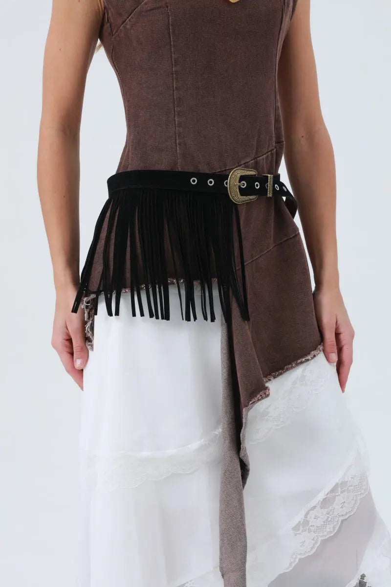 Cowgirl Tassel Belt – Antique Bronze Buckle & Western Fringe 🤠✨ Leto Collection