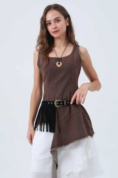 Cowgirl Tassel Belt – Antique Bronze Buckle & Western Fringe 🤠✨ Leto Collection