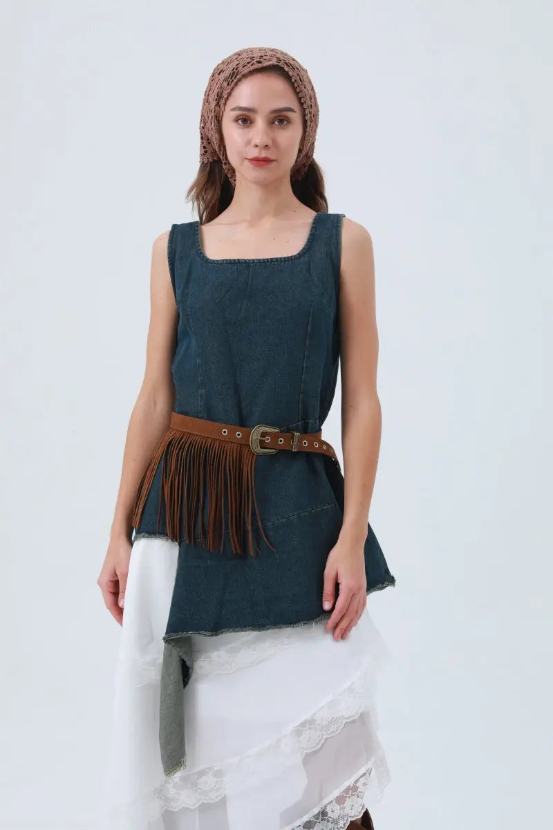 Cowgirl Tassel Belt – Antique Bronze Buckle & Western Fringe 🤠✨ Leto Collection