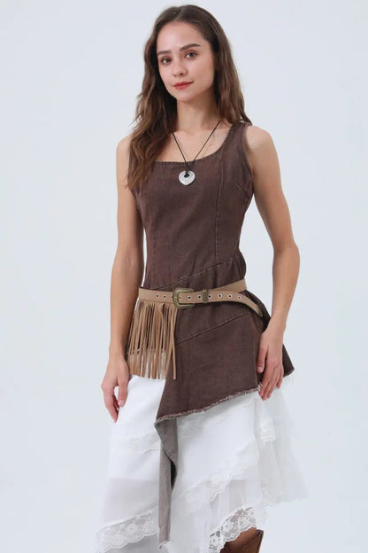 Cowgirl Tassel Belt – Antique Bronze Buckle & Western Fringe 🤠✨ Leto Collection