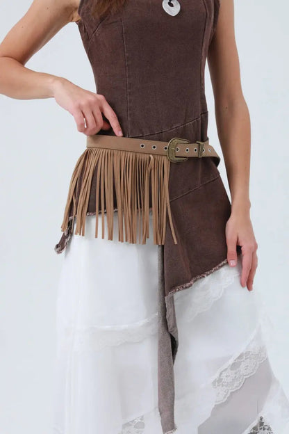 Cowgirl Tassel Belt – Antique Bronze Buckle & Western Fringe 🤠✨ Leto Collection